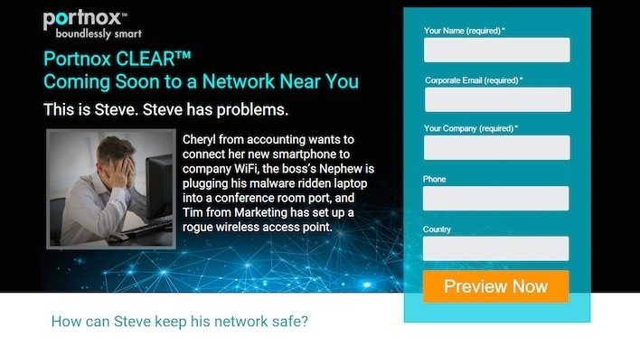 Lead generation landing page - Portnox