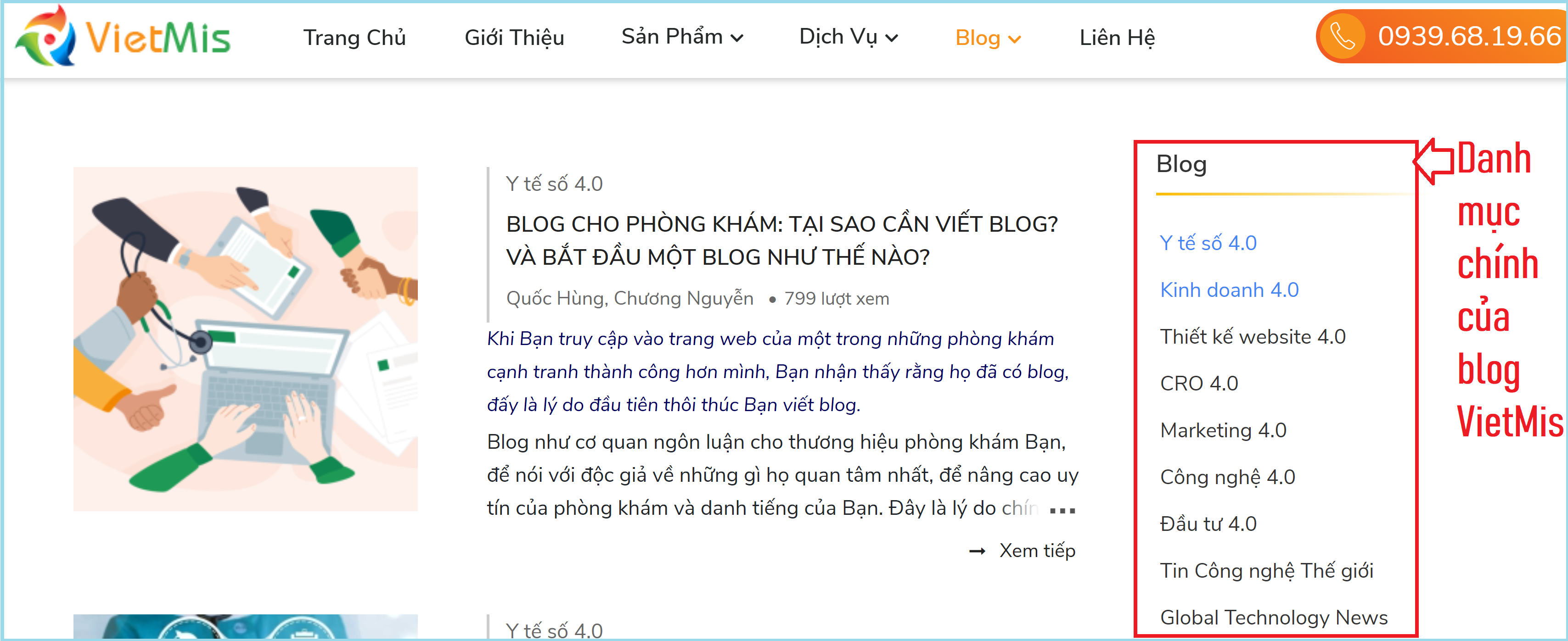 Các danh mục chính của blog VietMis