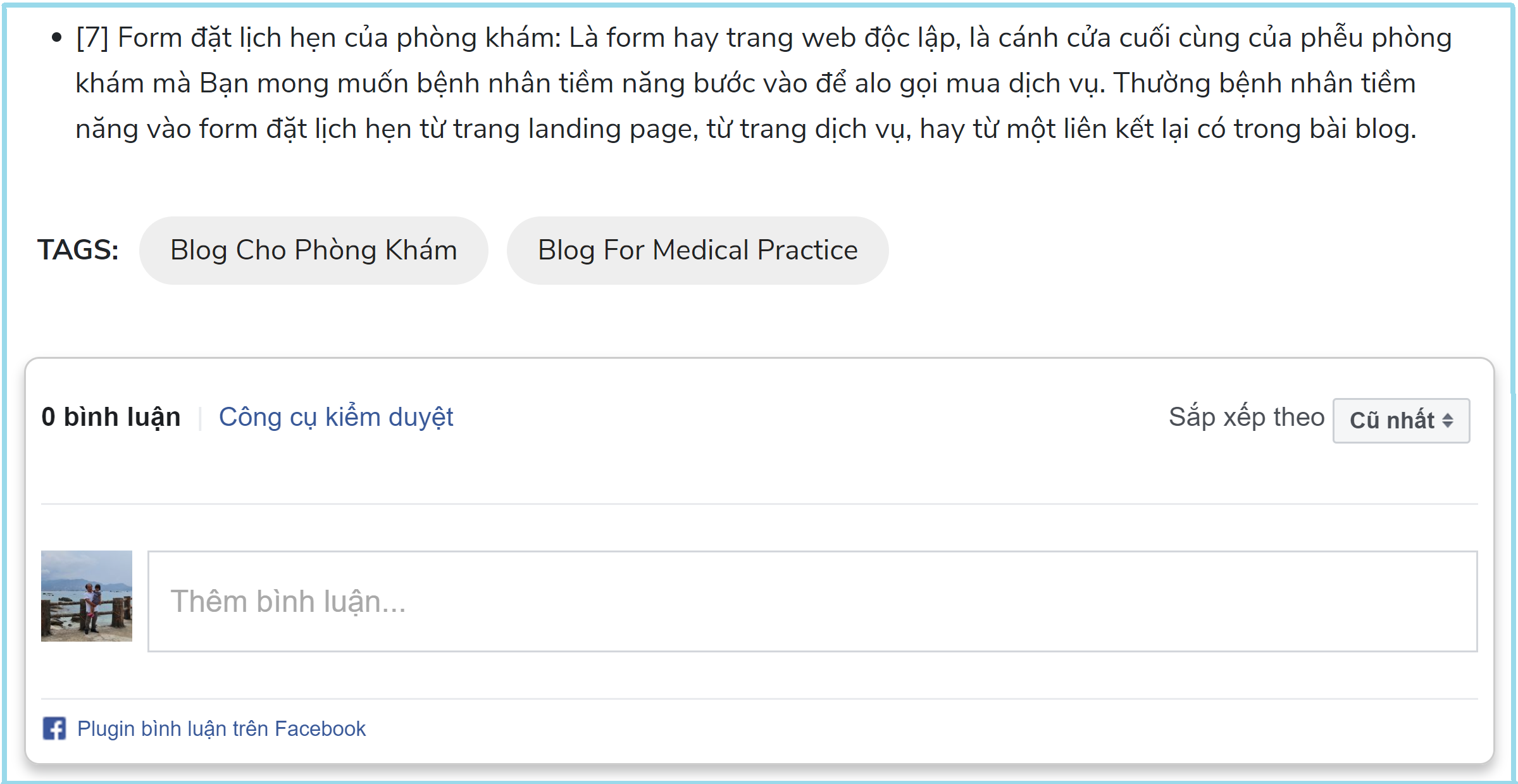 Chức năng bình luận của độc giả ở ngay cuối bài blog